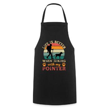 Hiking with English Pointer Dog Vintage Retro - Cooking Apron - black - Front - AI Model Male 185 dark (185cm)