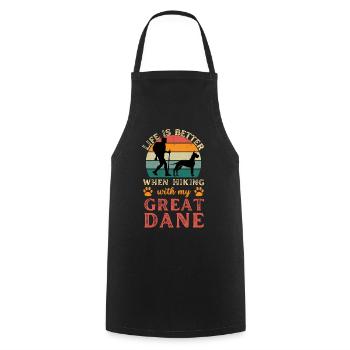 Randonnée avec Great Dane Vintage Retro - Tablier de cuisine - noir - Devant - AI Model Male 185 dark (185cm)