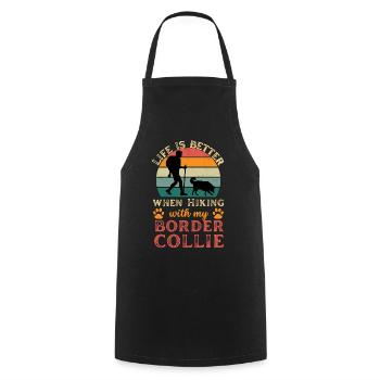 Hiking with Border Collie Vintage Retro - Cooking Apron - black - Front - AI Model Male 185 dark (185cm)