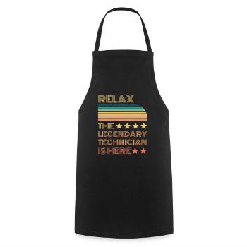 Relax le technicien légendaire est rétro - Tablier de cuisine - noir - Devant - AI Model Male 185 dark (185cm)