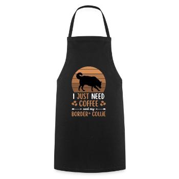 Border Collie Coffee Retro Dog Cafe - Cooking Apron - black - Front - AI Model Male 185 dark (185cm)