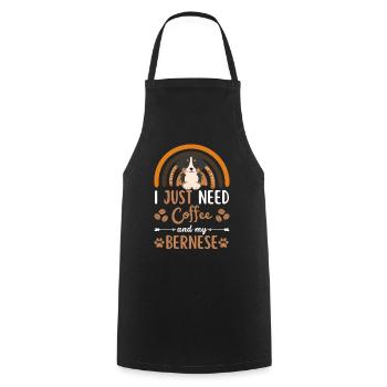 Cute bernese mountain dog coffee dog cafe kawaii - Cooking Apron - black - Front - AI Model Male 185 dark (185cm)