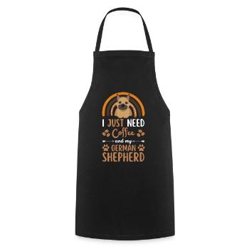 Sweet German Shepherd Café café kawaii - Tablier de cuisine - noir - Devant - AI Model Male 185 dark (185cm)