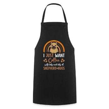 Sweet German Shepherd Coffee Cafe kawaii - Cooking Apron - black - Front - AI Model Male 185 dark (185cm)
