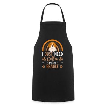 Cute beagle coffee dog cafe kawaii - Cooking Apron - black - Front - AI Model Male 185 dark (185cm)