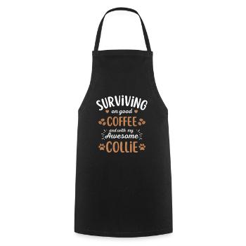 Collie Coffee Dog Cafe - Tablier de cuisine - noir - Devant - AI Model Male 185 dark (185cm)