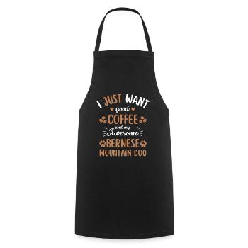 Bernese Mountain Dog Coffee Dog Cafe - Tablier de cuisine - noir - Devant - AI Model Male 185 dark (185cm)
