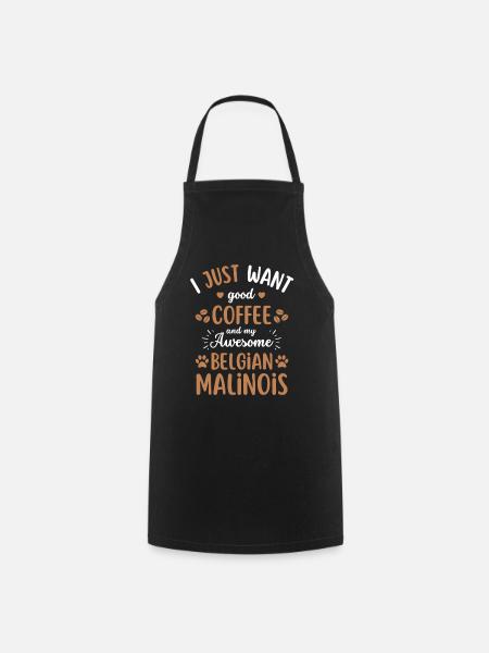 Belgian Malinois Coffee Dog Cafe - Cooking Apron - black