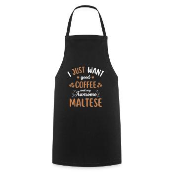 Malteser Kaffee Hund Cafe - Kochschürze - Schwarz - Vorne - AI Model Male 185 dark (185cm)