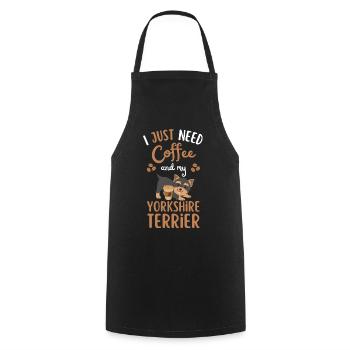 Süßer Yorkshire Terrier Hund Kaffee Cafe kawaii - Kochschürze - Schwarz - Vorne - AI Model Male 185 dark (185cm)