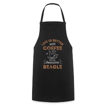 Beagle Kaffee Hund Cafe - Kochschürze - Schwarz - Vorne - AI Model Male 185 dark (185cm)