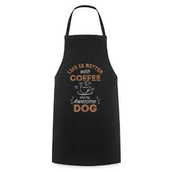 Hund & Kaffee Hund Cafe - Kochschürze - Schwarz - Vorne - AI Model Male 185 dark (185cm)