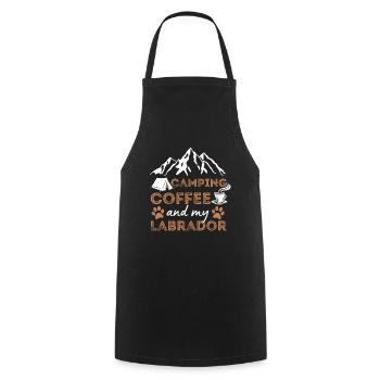 Labrador Coffee Camping Dog Cafe - Tablier de cuisine - noir - Devant - AI Model Male 185 dark (185cm)