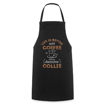 Collie Coffee Dog Cafe - Tablier de cuisine - noir - Devant - AI Model Male 185 dark (185cm)