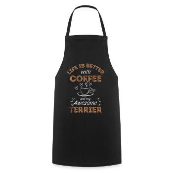 Terrier Kaffee Hund Cafe - Kochschürze - Schwarz - Vorne - AI Model Male 185 dark (185cm)