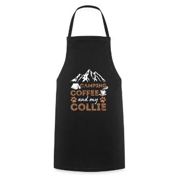 Collie Coffee Camping Dog Cafe - Cooking Apron - black - Front - AI Model Male 185 dark (185cm)