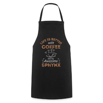 Sphynx Cat Coffee Cafe - Cooking Apron - black - Front - AI Model Male 185 dark (185cm)