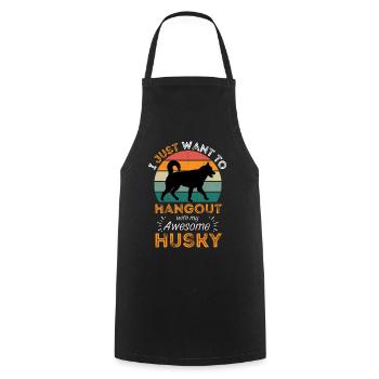 Legendärer Sibirischer Husky Vintage Retro - Kochschürze - Schwarz - Vorne - AI Model Male 185 dark (185cm)
