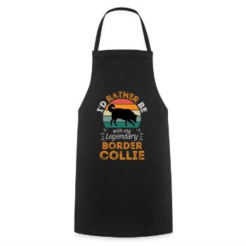 Legendary Border collie Vintage Retro - Cooking Apron - black - Front - AI Model Male 185 dark (185cm)