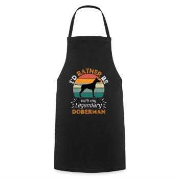 Doberman Vintage Rétro - Tablier de cuisine - noir - Devant - AI Model Male 185 dark (185cm)