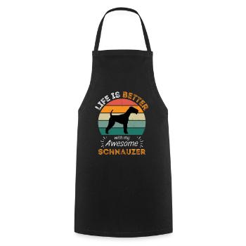 Légendaire Schnauzer Vintage Rétro - Tablier de cuisine - noir - Devant - AI Model Male 185 dark (185cm)