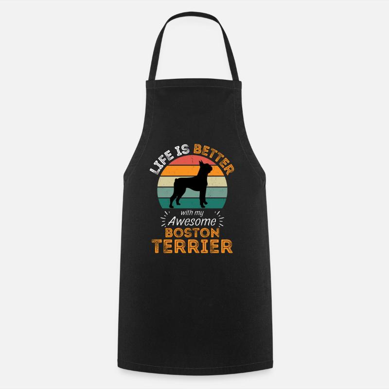 Legendärer Boston Terrier Vintage Retro - Kochschürze - Schwarz