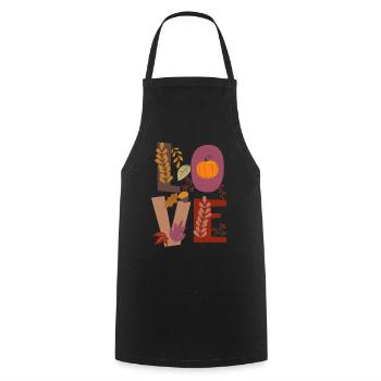 Amour Amour Automne Gratitude Citrouille - Tablier de cuisine - noir - Devant - AI Model Male 185 dark (185cm)