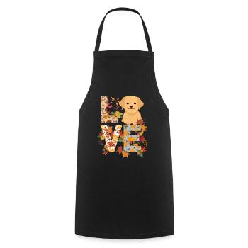 Golden Retriever Autumn Gratitude Love - Cooking Apron - black - Front - AI Model Male 185 dark (185cm)