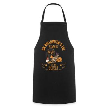 Cute and creepy Ocicat Halloween cat - Cooking Apron - black - Front - AI Model Male 185 dark (185cm)