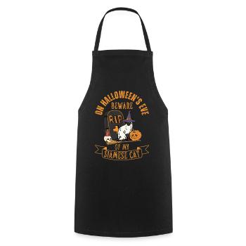 Cute and creepy Halloween Siamese cat Siam cat - Cooking Apron - black - Front - AI Model Male 185 dark (185cm)