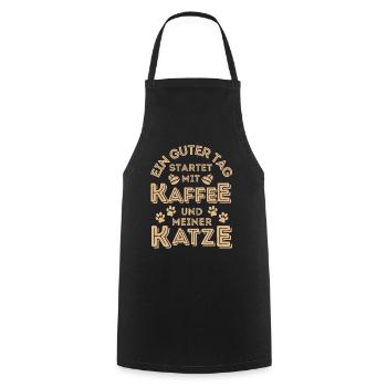 Katze & Kaffee Katze Cafe - Kochschürze - Schwarz - Vorne - AI Model Male 185 dark (185cm)