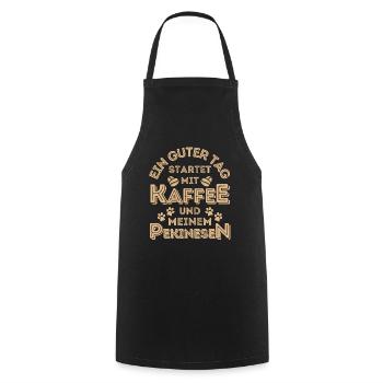 Pekinese Kaffee Hund Cafe - Kochschürze - Schwarz - Vorne - AI Model Male 185 dark (185cm)