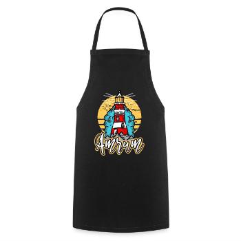 Amrum Allemagne City Lighthouse Skyline Font - Tablier de cuisine - noir - Devant - AI Model Male 185 dark (185cm)