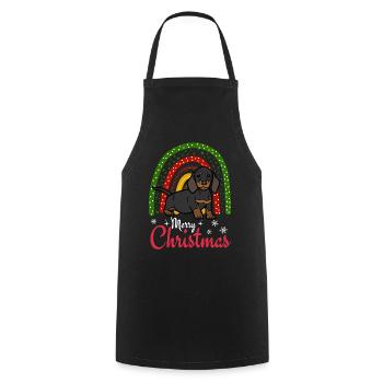 Cute Dachshund Christmas Puppy Kawaii - Cooking Apron - black - Front - AI Model Male 185 dark (185cm)