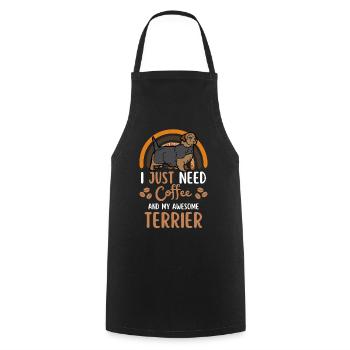 Norfolk Terrier Coffee Dog Cafe - Cooking Apron - black - Front - AI Model Male 185 dark (185cm)
