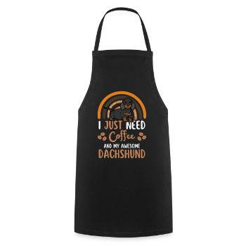 Sweet Dachshund Coffee Dog Cafe kawaii - Cooking Apron - black - Front - AI Model Male 185 dark (185cm)