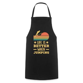 Ski jumping. Ski jumping on a ski holiday retro - Cooking Apron - black - Front - AI Model Male 185 dark (185cm)