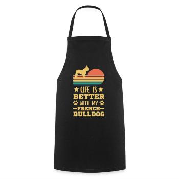 French Bulldog retro vintage style - Cooking Apron - black - Front - AI Model Male 185 dark (185cm)