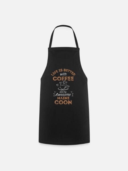 Maine Coon Cat Coffee Cafe - Cooking Apron - black