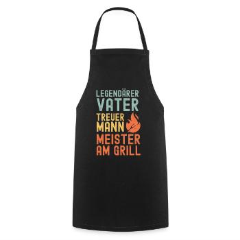 Ehemann Vater Papa Grillmeister BBQ Held Legende - Kochschürze - Schwarz - Vorne - AI Model Male 185 dark (185cm)