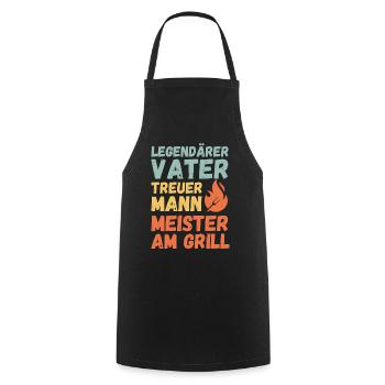 Ehemann Vater Papa Grillmeister BBQ Held Legende - Kochschürze - Schwarz - Vorne - AI Model Male 185 dark (185cm)