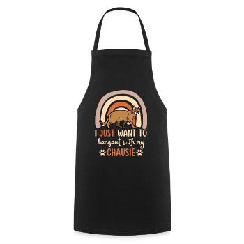 Cute Chausie Cat Mom - Cooking Apron - black - Front - AI Model Male 185 dark (185cm)