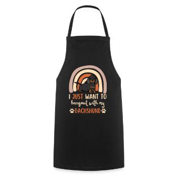 Cute Dachshund Puppy Kawaii - Cooking Apron - black - Front - AI Model Male 185 dark (185cm)