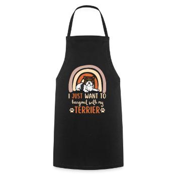 Cute Biewer Terrier Puppy Kawaii - Cooking Apron - black - Front - AI Model Male 185 dark (185cm)