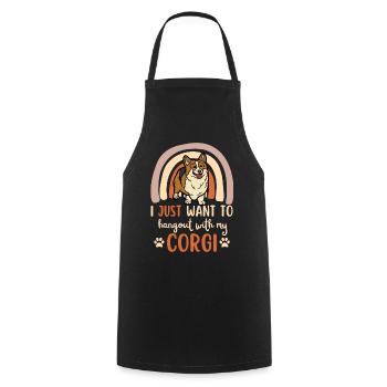 Sweet Welsh Corgi puppy lover kawaii - Cooking Apron - black - Front - AI Model Male 185 dark (185cm)