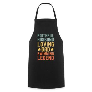Ehemann Vater Schwimmen Legende Retro Vintage - Kochschürze - Schwarz - Vorne - AI Model Male 185 dark (185cm)