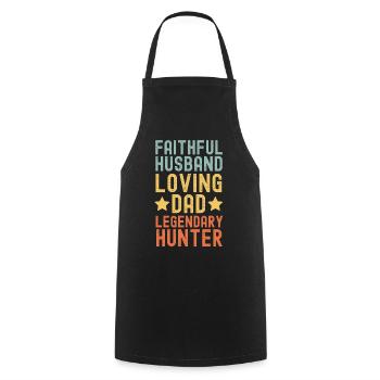 Mari Père Chasseur légendaire rétro vintage - Tablier de cuisine - noir - Devant - AI Model Male 185 dark (185cm)