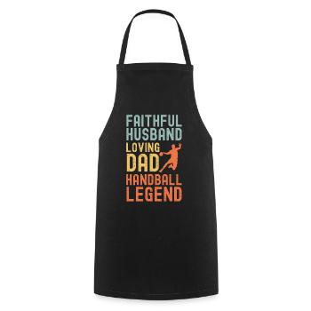 Ehemann Vater Handball Legende Retro Vintage - Kochschürze - Schwarz - Vorne - AI Model Male 185 dark (185cm)