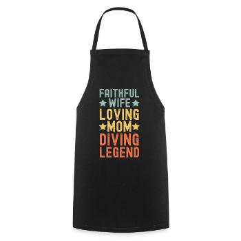 Épouse Mère Plongeur Plongée Légende rétro - Tablier de cuisine - noir - Devant - AI Model Male 185 dark (185cm)