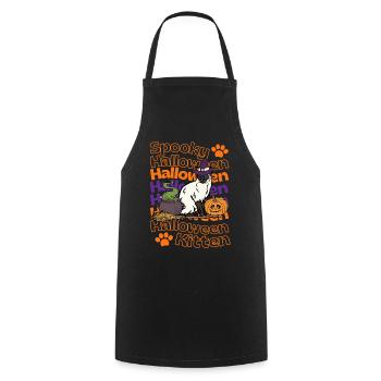 Halloween Chat siamois Siam Spooky Halloween Cat - Tablier de cuisine - noir - Devant - AI Model Male 185 dark (185cm)